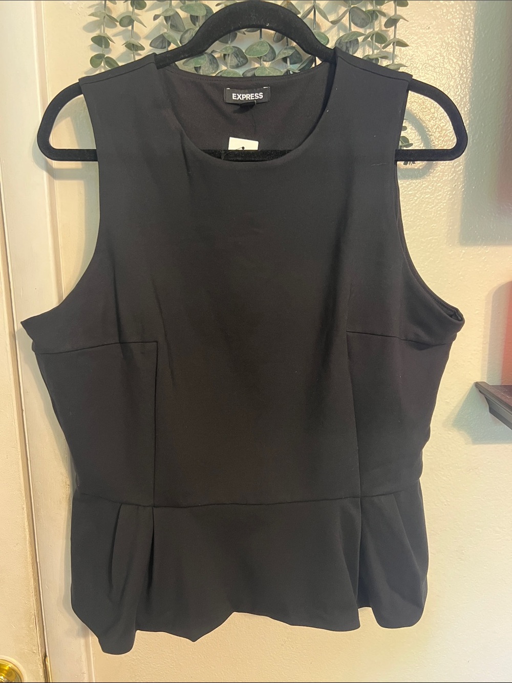 Express Black Ponte Sleeveless Peplum Top